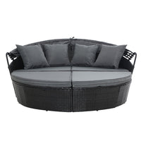 Thumbnail for Gardeon Outdoor Lounge Setting Patio Furniture Sofa Wicker Garden Rattan Set Day Bed Black