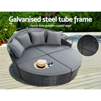 Thumbnail for Gardeon Outdoor Lounge Setting Patio Furniture Sofa Wicker Garden Rattan Set Day Bed Black