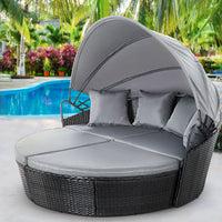 Thumbnail for Gardeon Outdoor Lounge Setting Patio Furniture Sofa Wicker Garden Rattan Set Day Bed Black