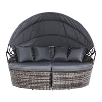 Thumbnail for Gardeon Outdoor Lounge Setting Patio Furniture Sofa Wicker Garden Rattan Set Day Bed Grey