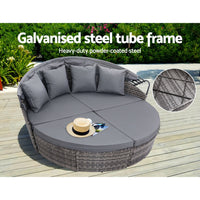 Thumbnail for Gardeon Outdoor Lounge Setting Patio Furniture Sofa Wicker Garden Rattan Set Day Bed Grey