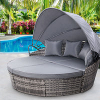 Thumbnail for Gardeon Outdoor Lounge Setting Patio Furniture Sofa Wicker Garden Rattan Set Day Bed Grey