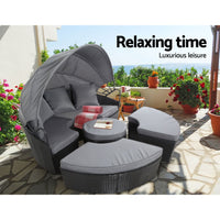 Thumbnail for Gardeon Outdoor Lounge Setting Sofa Patio Furniture Wicker Garden Rattan Set Day Bed Black