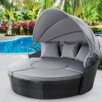 Thumbnail for Gardeon Outdoor Lounge Setting Sofa Patio Furniture Wicker Garden Rattan Set Day Bed Black