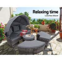 Thumbnail for Gardeon Outdoor Lounge Setting Sofa Patio Furniture Wicker Garden Rattan Set Day Bed Grey