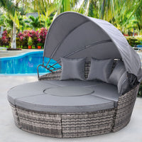 Thumbnail for Gardeon Outdoor Lounge Setting Sofa Patio Furniture Wicker Garden Rattan Set Day Bed Grey