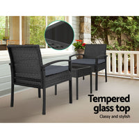 Thumbnail for Gardeon 3-piece Outdoor Set - Black