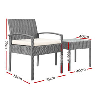 Thumbnail for Gardeon 3-piece Outdoor Set - Grey