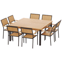 Thumbnail for Gardeon 8-seater Outdoor Furniture Dining Chairs Table Patio 9pcs Acacia Wood