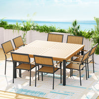 Thumbnail for Gardeon 8-seater Outdoor Furniture Dining Chairs Table Patio 9pcs Acacia Wood