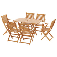 Thumbnail for Gardeon 7PCS Outdoor Dining Set Garden Chairs Table Patio Foldable 6 Seater Wood