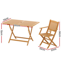 Thumbnail for Gardeon 7PCS Outdoor Dining Set Garden Chairs Table Patio Foldable 6 Seater Wood