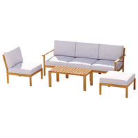 Thumbnail for Gardeon 6pcs Outdoor Sofa Set 5-Seater Wooden Lounge Setting Garden Table Chairs