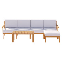 Thumbnail for Gardeon 6pcs Outdoor Sofa Set 5-Seater Wooden Lounge Setting Garden Table Chairs