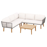 Thumbnail for Gardeon 4pcs Outdoor Sofa Set Modular Aluminum Lounge Setting Wooden 5 Seaters