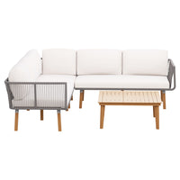 Thumbnail for Gardeon 4pcs Outdoor Sofa Set Modular Aluminum Lounge Setting Wooden 5 Seaters