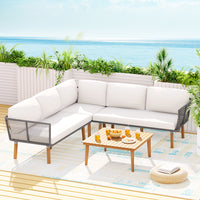 Thumbnail for Gardeon 4pcs Outdoor Sofa Set Modular Aluminum Lounge Setting Wooden 5 Seaters