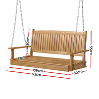 Thumbnail for Gardeon Porch Swing Chair With Chain Outdoor Furniture Wooden Bench 2 Seat Teak