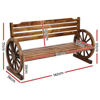 Thumbnail for Gardeon Garden Bench Wooden Wagon Chair 3 Seat Outdoor Furniture Backyard Lounge