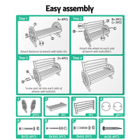 Thumbnail for Gardeon Garden Bench Wooden Wagon Chair 3 Seat Outdoor Furniture Backyard Lounge