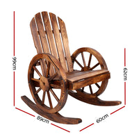 Thumbnail for Gardeon Wagon Wheels Rocking Chair - Brown