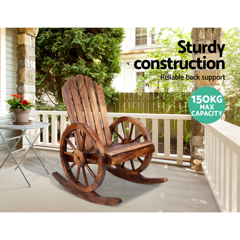 Gardeon Wagon Wheels Rocking Chair - Brown