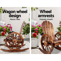 Thumbnail for Gardeon Wagon Wheels Rocking Chair - Brown