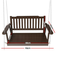 Thumbnail for Gardeon Porch Swing Chair with Chain Garden Bench Outdoor Furniture Wooden Brown