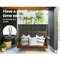 Thumbnail for Gardeon Porch Swing Chair with Chain Garden Bench Outdoor Furniture Wooden Brown