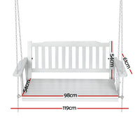 Thumbnail for Gardeon Porch Swing Chair with Chain Garden Bench Outdoor Furniture Wooden White