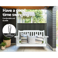 Thumbnail for Gardeon Porch Swing Chair with Chain Garden Bench Outdoor Furniture Wooden White