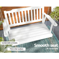 Thumbnail for Gardeon Porch Swing Chair with Chain Garden Bench Outdoor Furniture Wooden White