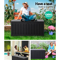 Thumbnail for Gardeon 240L Outdoor Storage Box Lockable Bench Seat Garden Deck Toy Tool Sheds