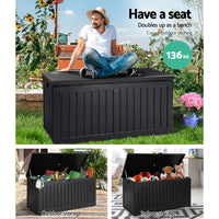 Thumbnail for Gardeon Outdoor Storage Box Container Garden Toy Indoor Tool Chest Sheds 270L Black