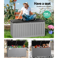 Thumbnail for Gardeon Outdoor Storage Box Container Garden Toy Indoor Tool Chest Sheds 270L Dark Grey