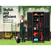 Thumbnail for Gardeon Outdoor Storage Cabinet Lockable Tall Garden Sheds Garage Adjustable Black 173CM