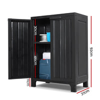 Thumbnail for Gardeon Outdoor Storage Cabinet Cupboard Lockable Garden Sheds Adjustable Black