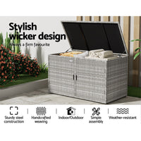 Thumbnail for Gardeon Outdoor Storage Cabinet Box Deck Wicker Shelf Chest Garden Shed Tools