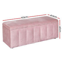 Thumbnail for Artiss Storage Ottoman Blanket Box Velvet Chest Toy Foot Stool Couch Bed Pink