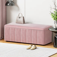 Thumbnail for Artiss Storage Ottoman Blanket Box Velvet Chest Toy Foot Stool Couch Bed Pink