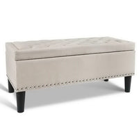 Thumbnail for Artiss Storage Ottoman Blanket Box Fabric Chest Footstool Foot Stool Bench Taupe