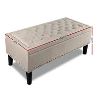 Thumbnail for Artiss Storage Ottoman Blanket Box Fabric Chest Footstool Foot Stool Bench Taupe