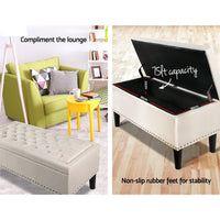 Thumbnail for Artiss Storage Ottoman Blanket Box Fabric Chest Footstool Foot Stool Bench Taupe