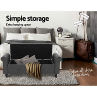 Thumbnail for Artiss Storage Ottoman Blanket Box 125cm Arm Linen Grey