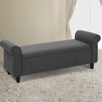 Thumbnail for Artiss Storage Ottoman Blanket Box 125cm Arm Linen Grey