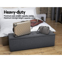 Thumbnail for Artiss Storage Ottoman Blanket Box Linen Foot Stool Rest Chest Couch Grey