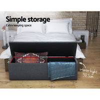 Thumbnail for Artiss Storage Ottoman Blanket Box Linen Foot Stool Rest Chest Couch Grey