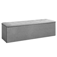 Thumbnail for Artiss Storage Ottoman Blanket Box Grey LARGE Fabric Rest Chest Toy Foot Stool