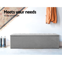 Thumbnail for Artiss Storage Ottoman Blanket Box Grey LARGE Fabric Rest Chest Toy Foot Stool