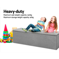 Thumbnail for Artiss Storage Ottoman Blanket Box Grey LARGE Fabric Rest Chest Toy Foot Stool